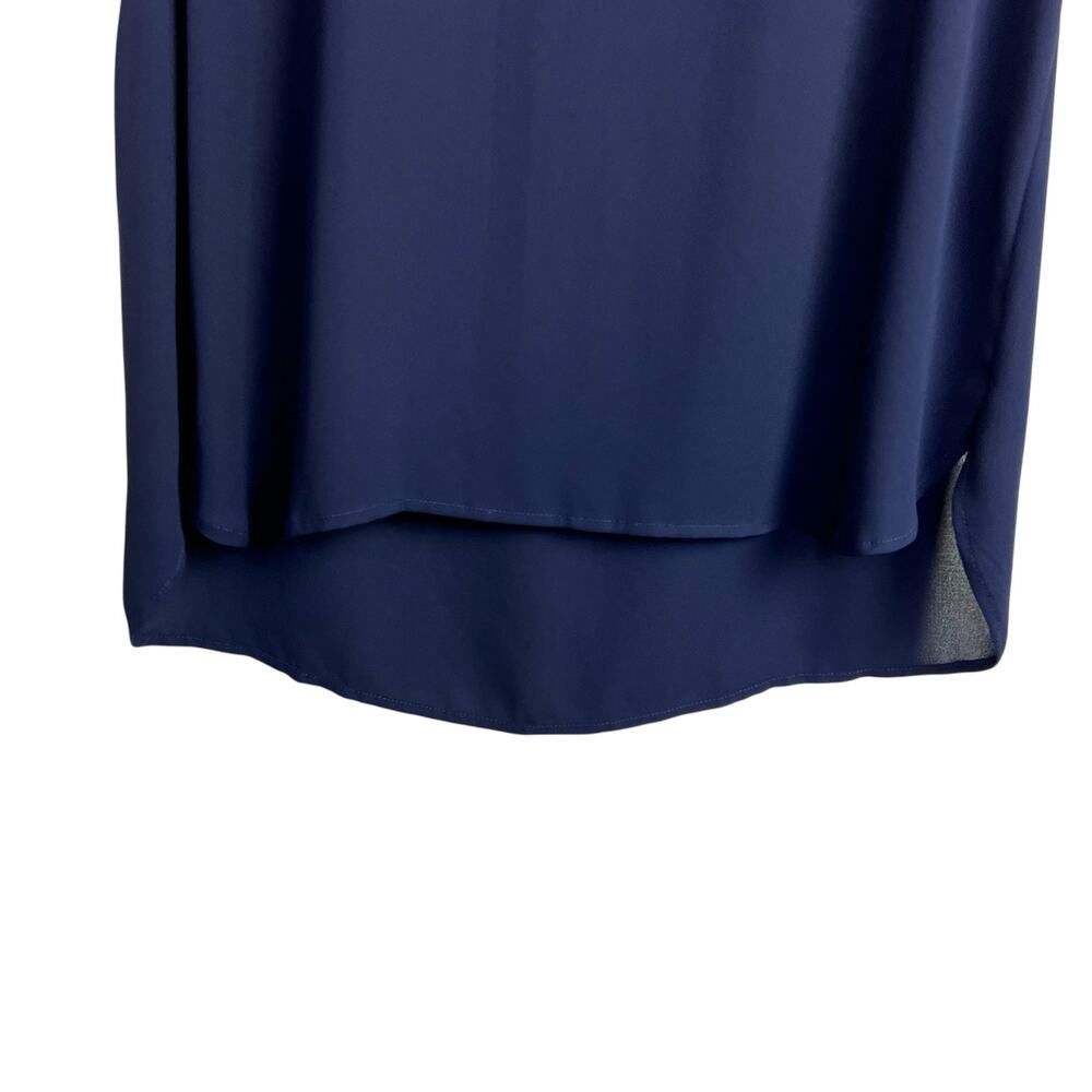 J CREW Sleeveless Blouse Polyester Sheer Panel Solid Blue Relaxed Fit Women 14 - Picture 3 of 7